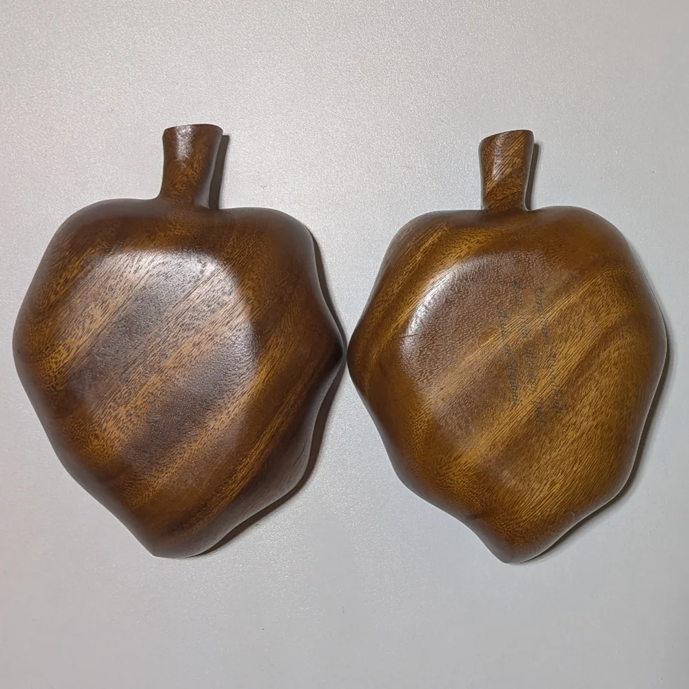 Vintage Monkey Pod Wood Leaf Bowls